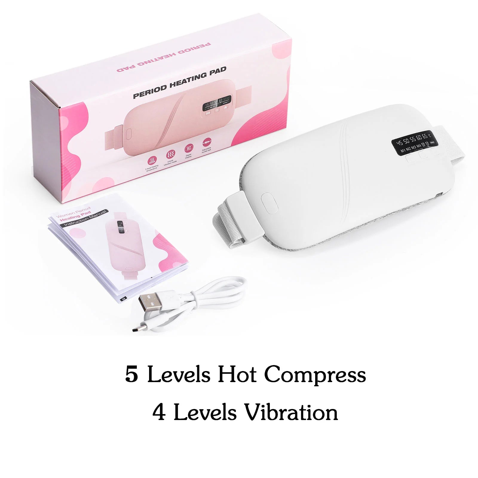 Ceinture Chauffante Menstruelle Rechargeable – Soulagement des Règles, Crampes & Douleurs Abdominales | 5 Niveaux de Température + Massage Vibrant